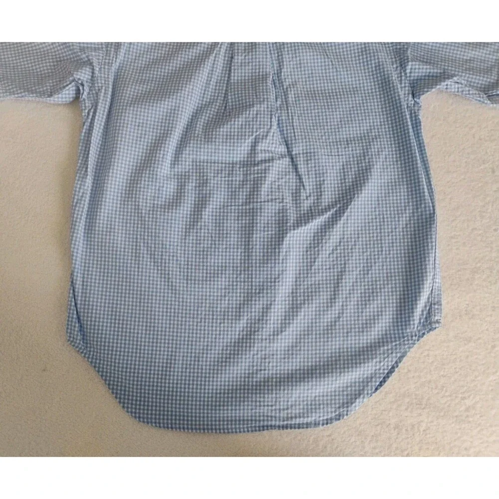 Vtg Ralph Lauren Boys Blue Gingham Shirt Short Sleeve Button Down Sz 4/5 Preppy